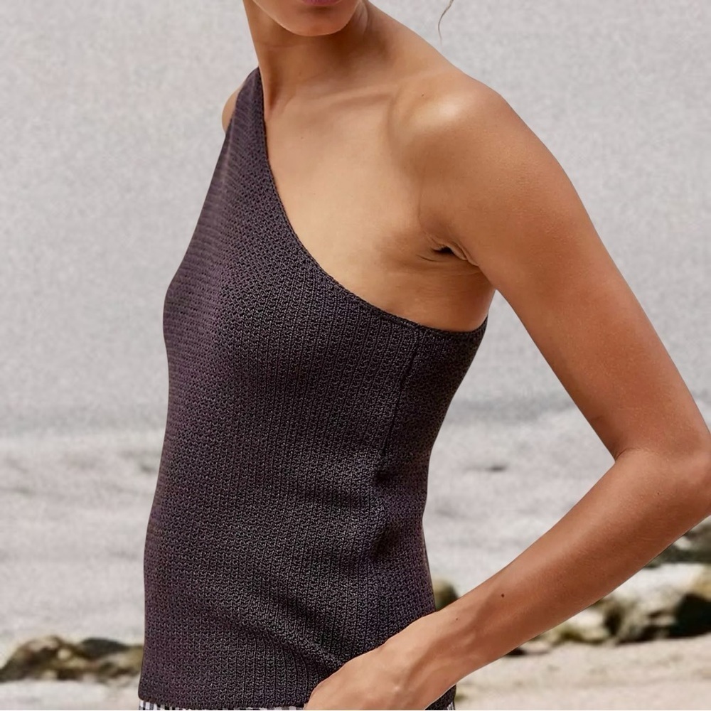 NWOT Free People FP Beach ‘Condado’ One-Shoulder Sweater Top in Charcoal Gray S